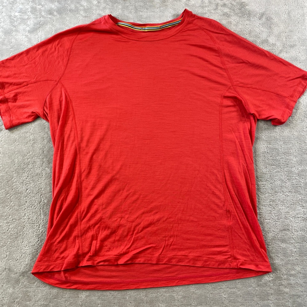 Smartwool Shirt Active Mens Large Red Ultralite Merino Workout Gym Running